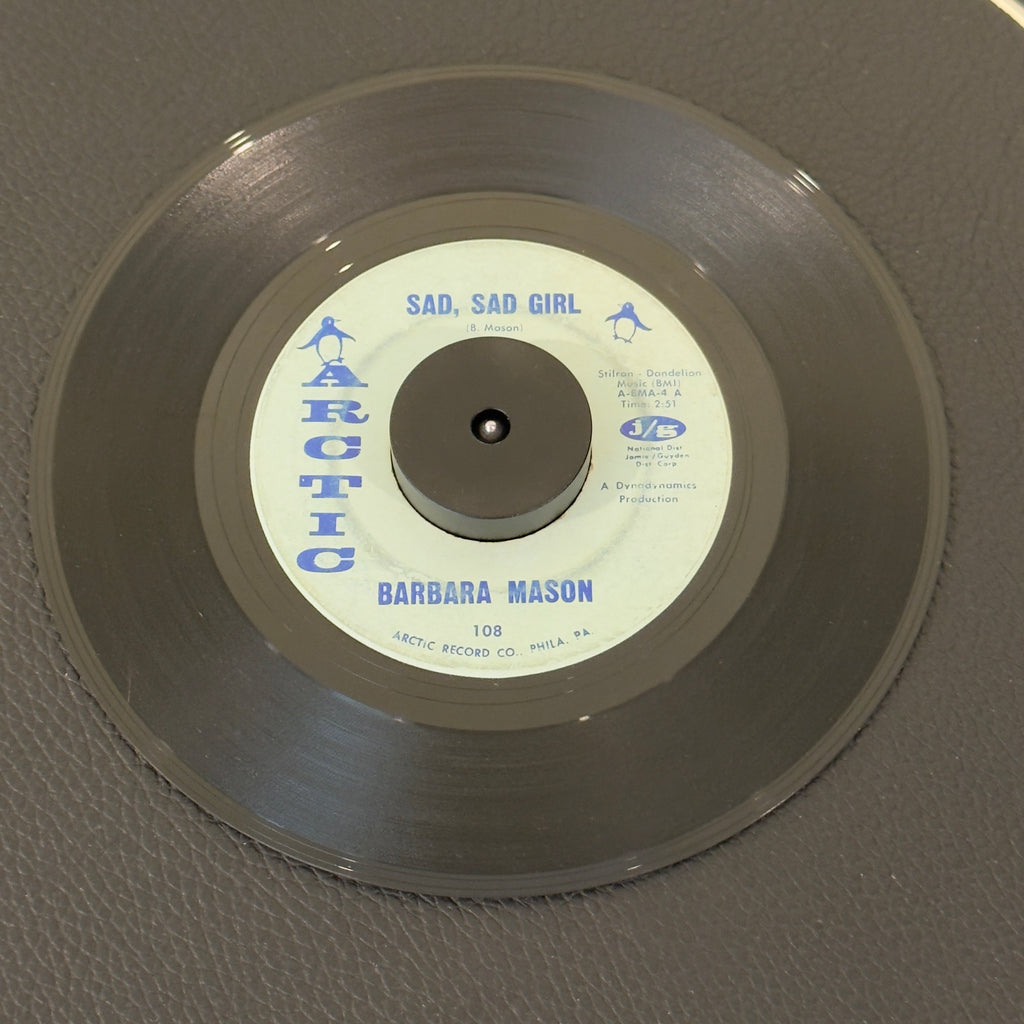 7" vinyl record by Barbara Mason featuring "Sad, Sad Girl/Come To Me", released on Arctic (108), in VG (Very Good) condition, classic analog collectable for turntable playback. VG copy that plays great!  Ring mark on both sides of the label.