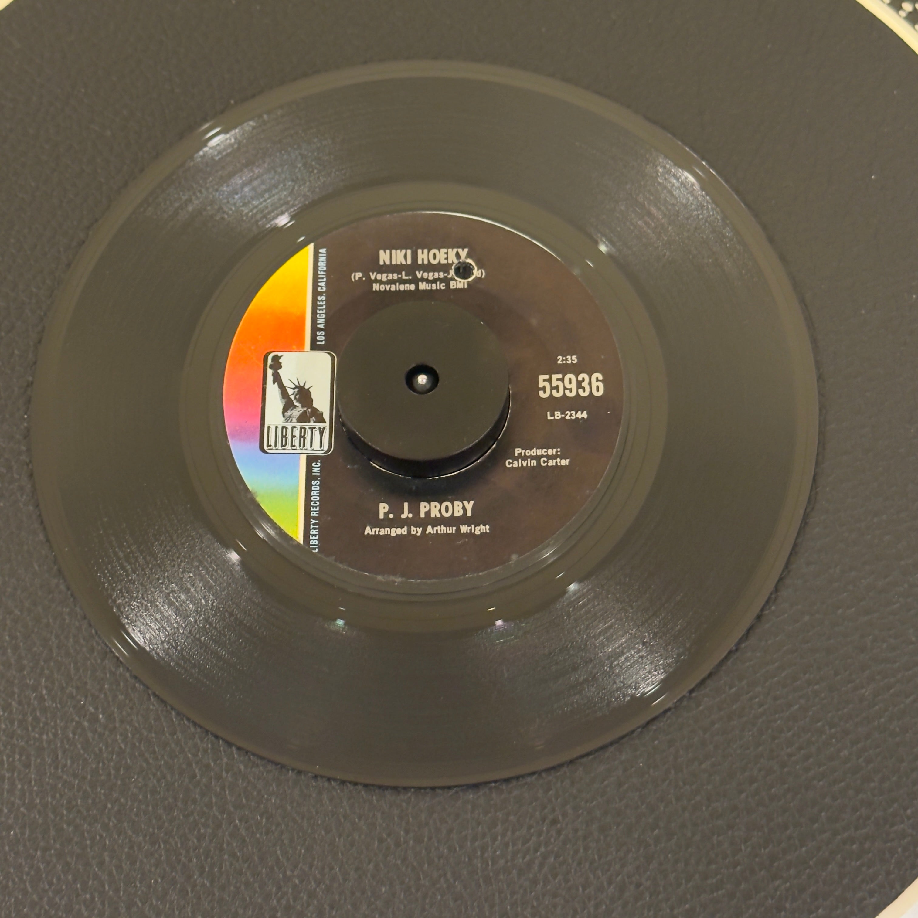 7" vinyl record by P.J. Proby featuring "Niki Hoeky/Good Things Are Coming My Way", released on Liberty (55936), in VG (Very Good) condition, classic analog collectable for turntable playback.