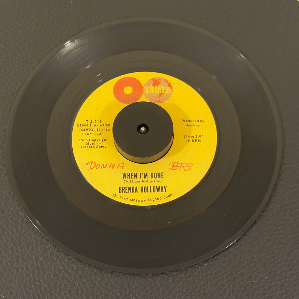 7" vinyl record by Brenda Holloway featuring "When I'm Gone/I've Been Good To You", released on Tamla (T-54111), in VG (Very Good) condition, classic analog collectable for turntable playback. Writing on label - Side A.