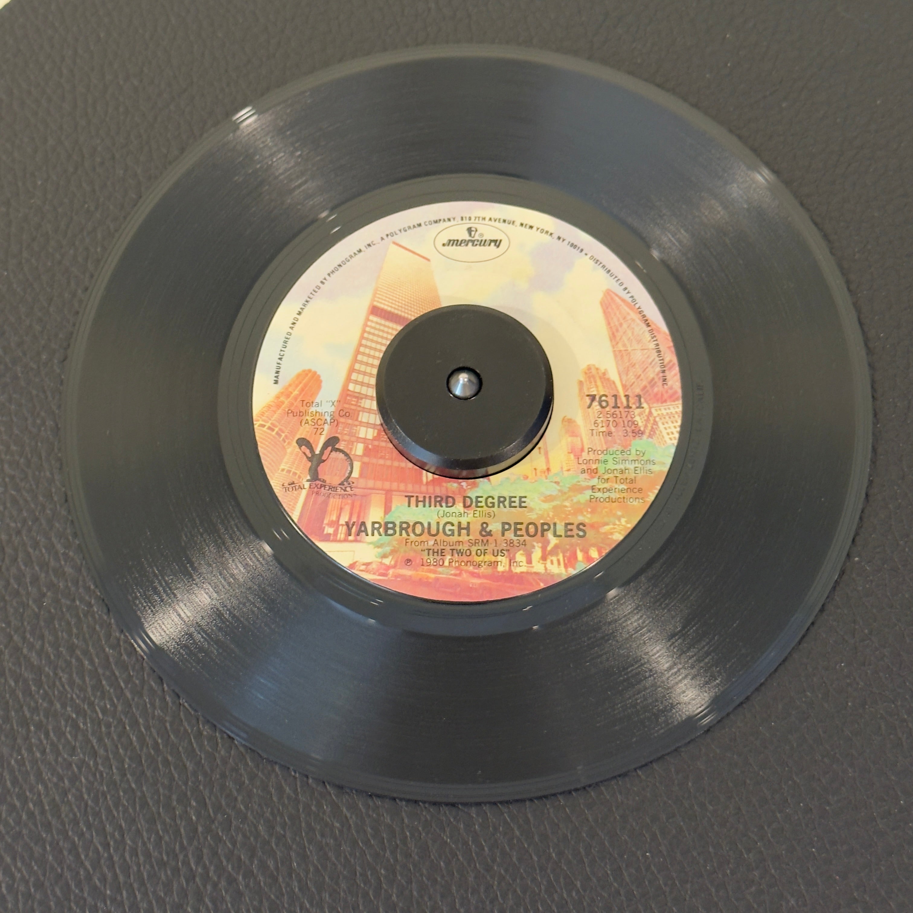 7" vinyl record by Yarbrough & Peoples featuring "Third Degree/Want You Back Again", released on Mercury (76111), in VG+ (Very Good Plus) condition, classic analog collectable for turntable playback. 1980 US pressing of the heavy synth-funk groover "Third Degree" by the powerhouse Dallas duo.
