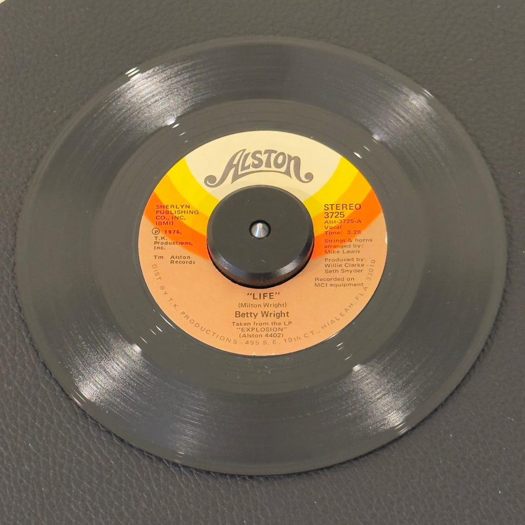 7" vinyl record by Betty Wright featuring "Life/If I Was A Kid", released on Alston Records (3725), in NM (Near Mint) condition, classic analog collectable for turntable playback. 1976 modern soul gem in an original TK sleeve.