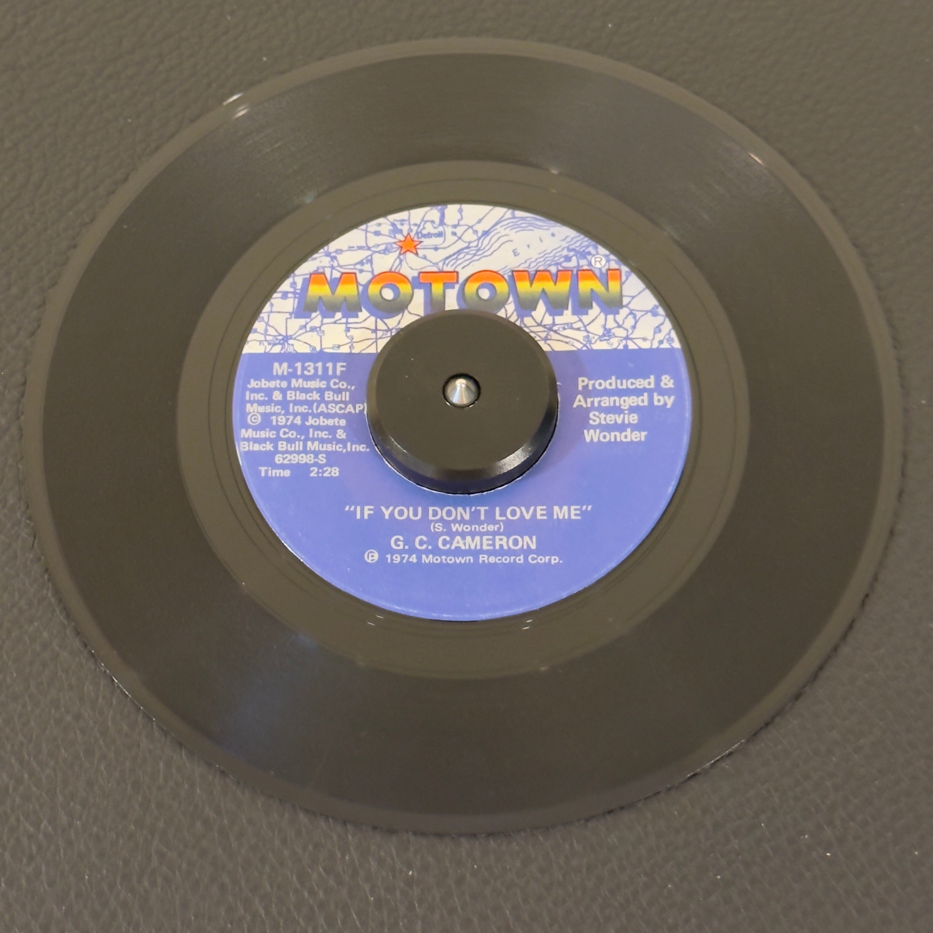 7" vinyl record by G.C. Cameron featuring "If You Don't Love Me/Topics", released on Motown (M-131F), in VG+ (Very Good Plus) condition, classic analog collectable for turntable playback. Stellar, funky arrangement composed, produced, and arranged entirely by the legendary Stevie Wonder.