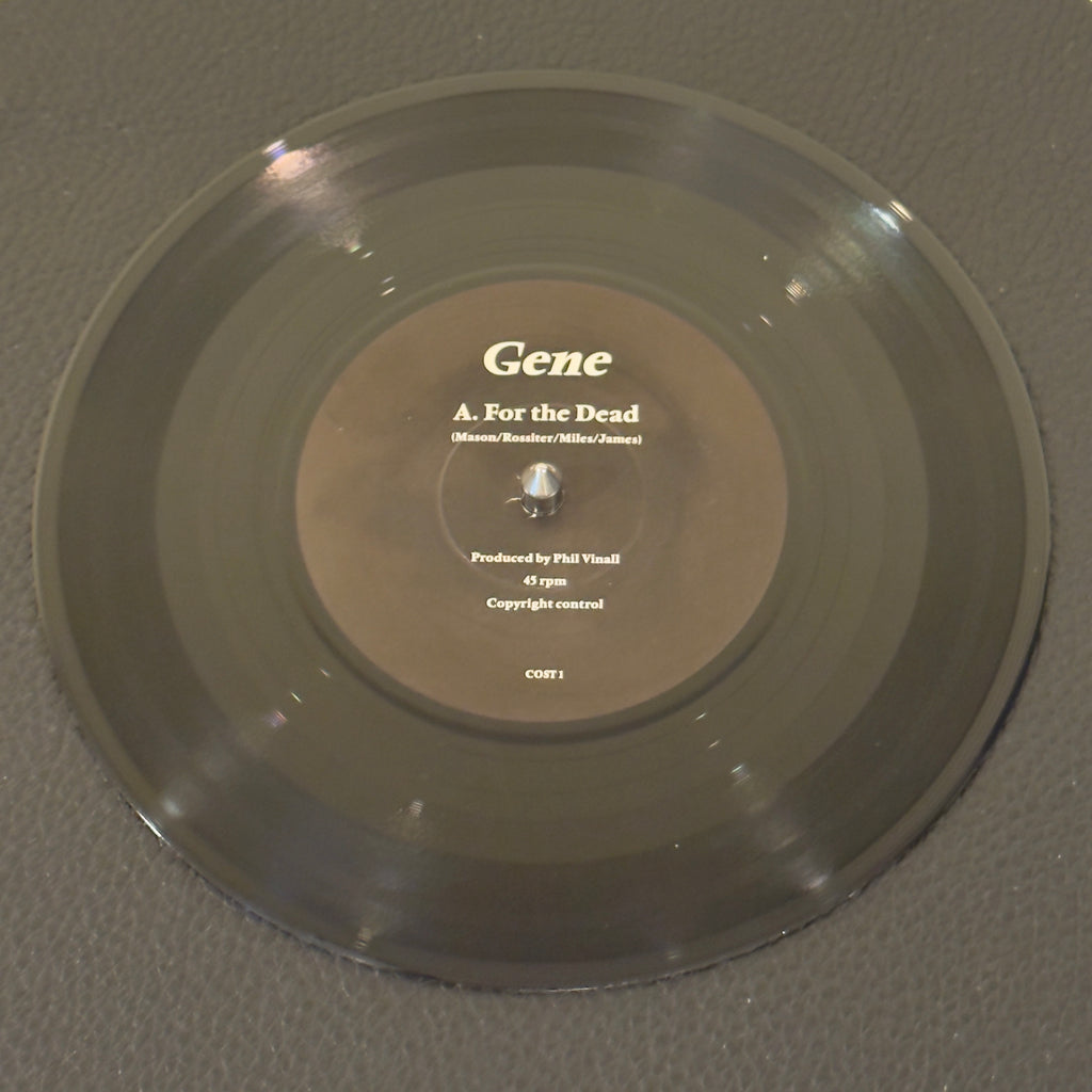 7" vinyl record by Gene featuring "For The Dead/Child's Body", released on Costermonger (COST1), in VG+ (Very Good Plus) condition, classic analog collectable for turntable playback. Highly influential 1994 UK first pressing was strictly limited to just 1,994 individually numbered copies globally.