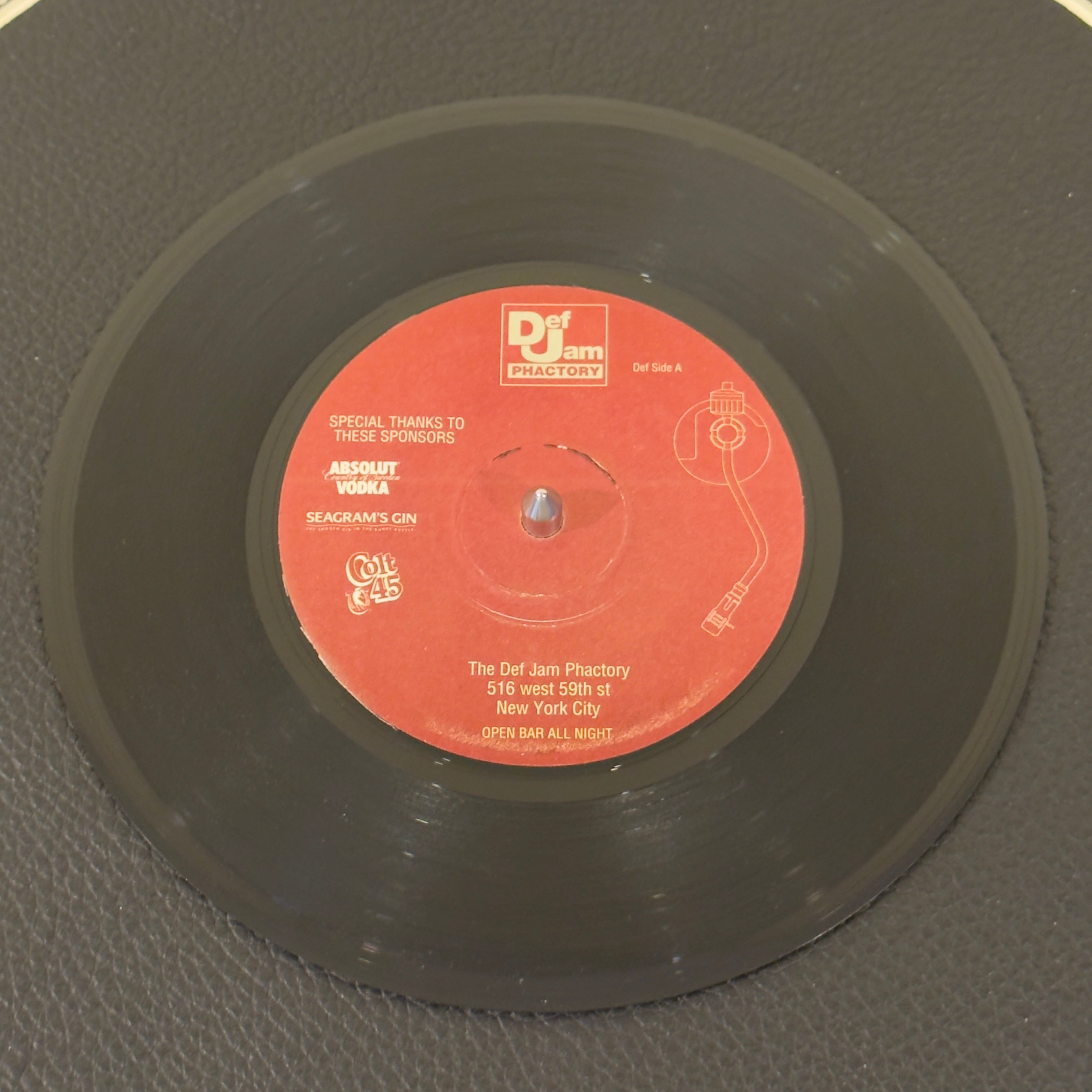 7" vinyl record by LL Cool J featuring "I Need A Beat/", released on Def Jam Phactory (N/A), in VG+ (Very Good Plus) condition, classic analog collectable for turntable playback. Legendary underground ghost-press. Pressed exclusively as a physical entry pass for a private mid-90s Def Jam corporate holiday party, it features a specialized audio sequence nowhere else found on wax.