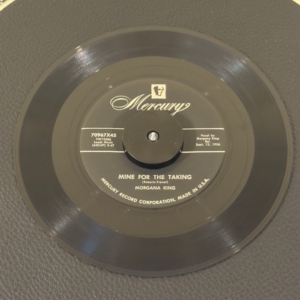 7" vinyl record by Morgana King featuring "Mine For The Taking/Four Walls, Two Windows And One Broken Heart", released on Mercury (70967X45), in VG+ (Very Good Plus) condition, classic analog collectable for turntable playback.