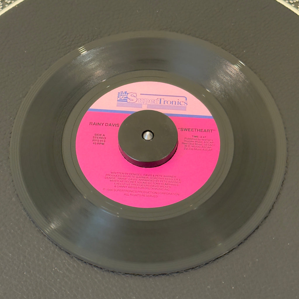 7" vinyl record by Rainy Davis featuring "Sweetheart/(Dub)", released on Supertronics (RYS 013), in VG+ (Very Good Plus) condition, classic analog collectable for turntable playback.