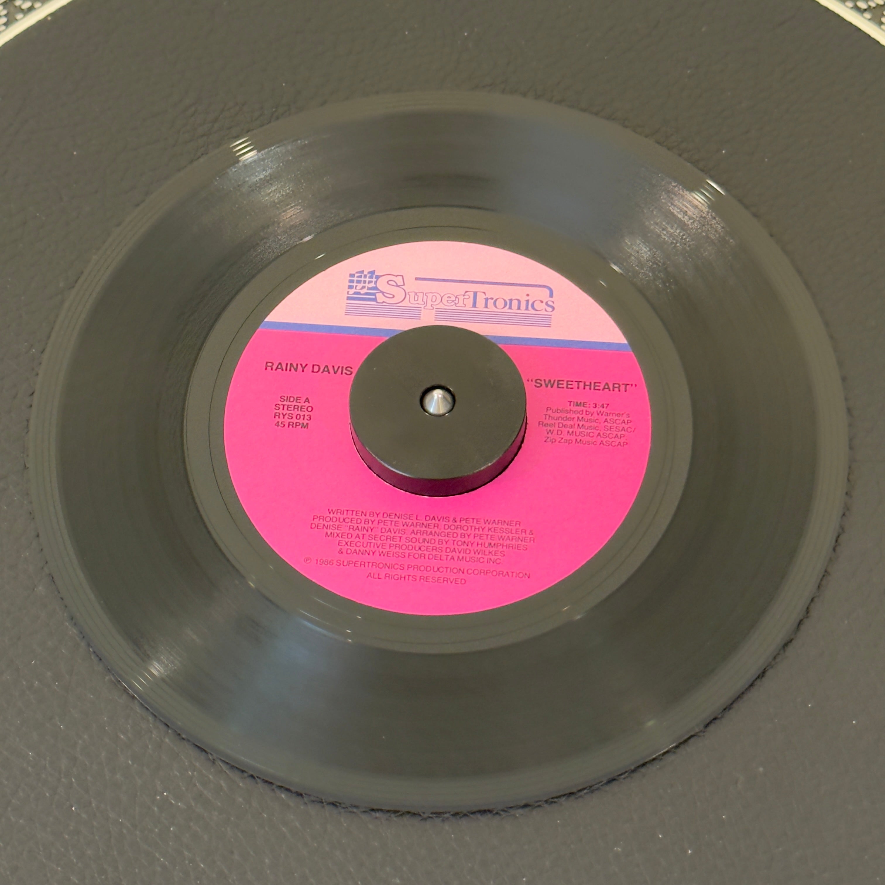7" vinyl record by Rainy Davis featuring "Sweetheart/(Dub)", released on Supertronics (RYS 013), in VG+ (Very Good Plus) condition, classic analog collectable for turntable playback.