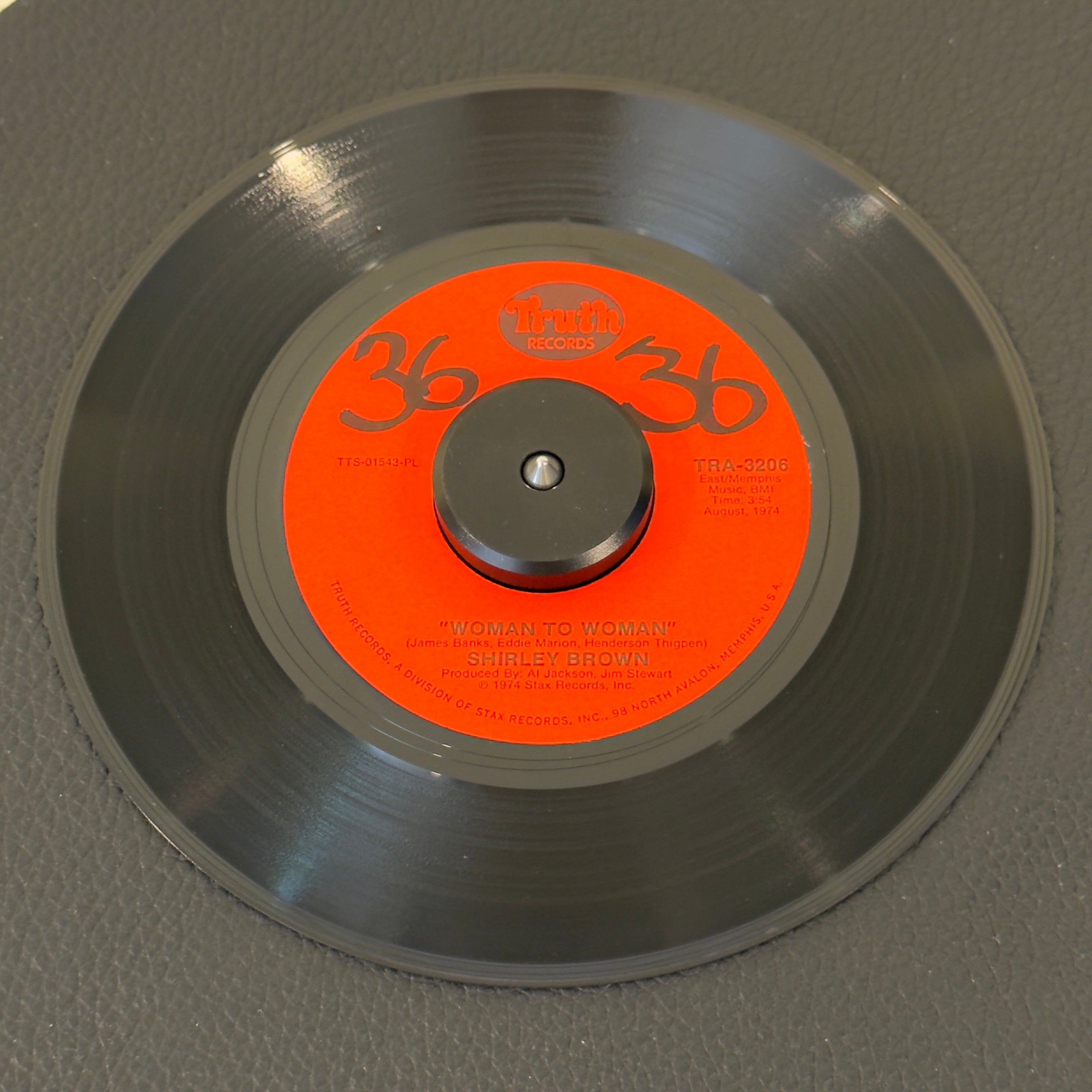 7" vinyl record by Shirley Brown featuring "Woman To Woman/Yes Sir Brother", released on Truth Records (TRA-3206), in VG+ (Very Good Plus) condition, classic analog collectable for turntable playback. WOL - Side A