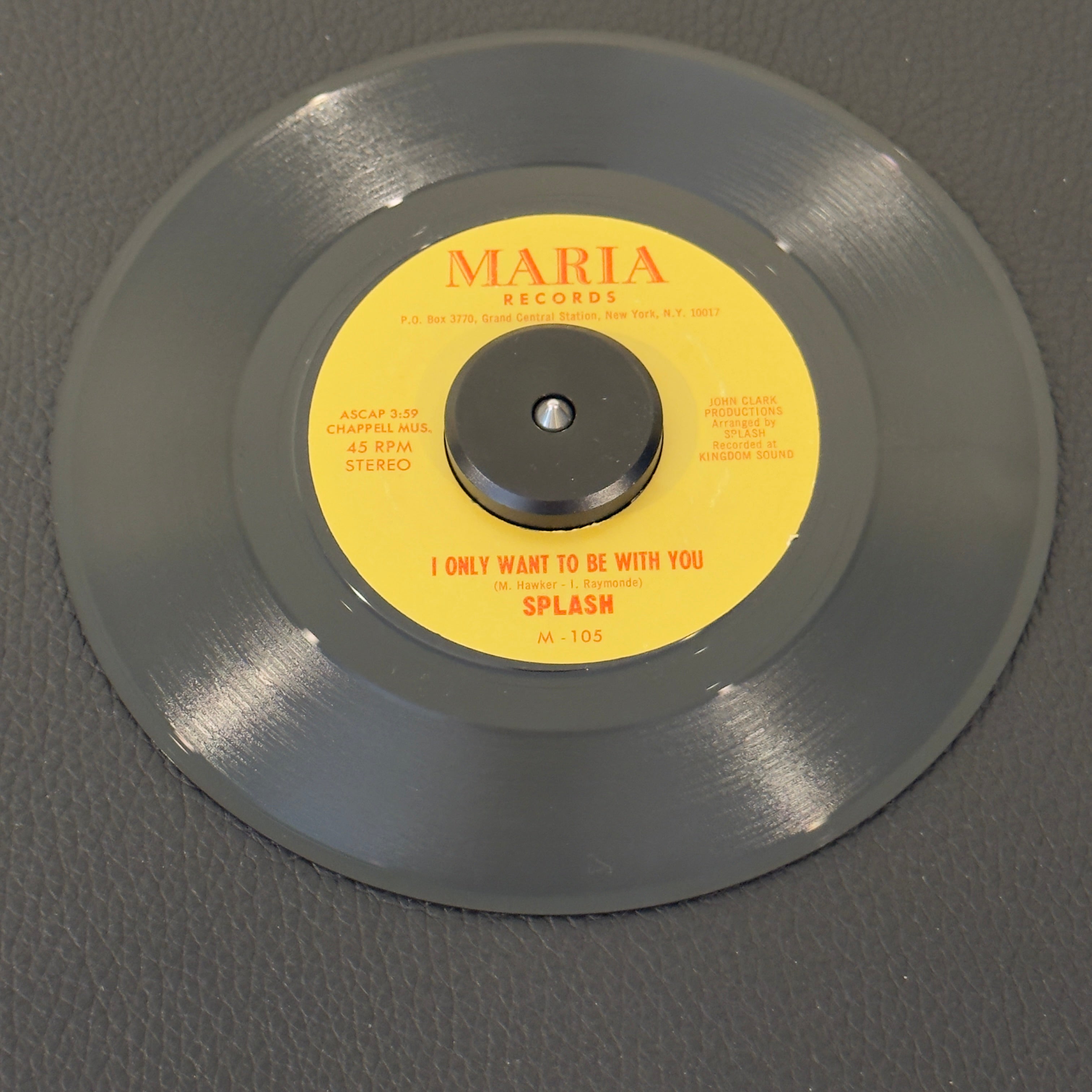 7" vinyl record by Splash featuring "I Only Want To Be With You/Oh What A Shame", released on Maria Records (M-105), in VG+ (Very Good Plus) condition, classic analog collectable for turntable playback. A blistering, uptempo disco-funk reinvention of the classic "I Only Want To Be With You".