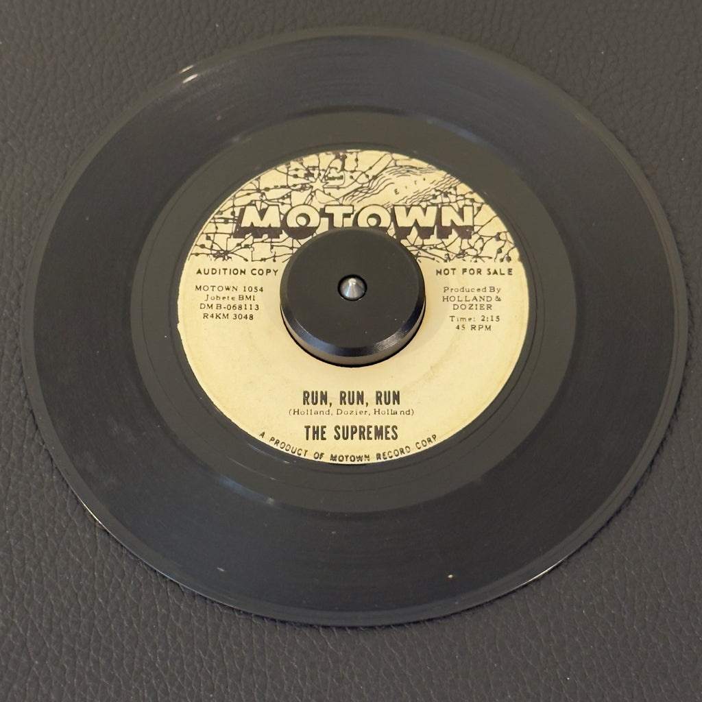 7" vinyl record by Supremes, The featuring "Run, Run, Run/I'm Giving You Your Freedom", released on Motown (Motown 1054), in G+ (Good Plus) condition, classic analog collectable for turntable playback. 1964 Motown Promo!!!
