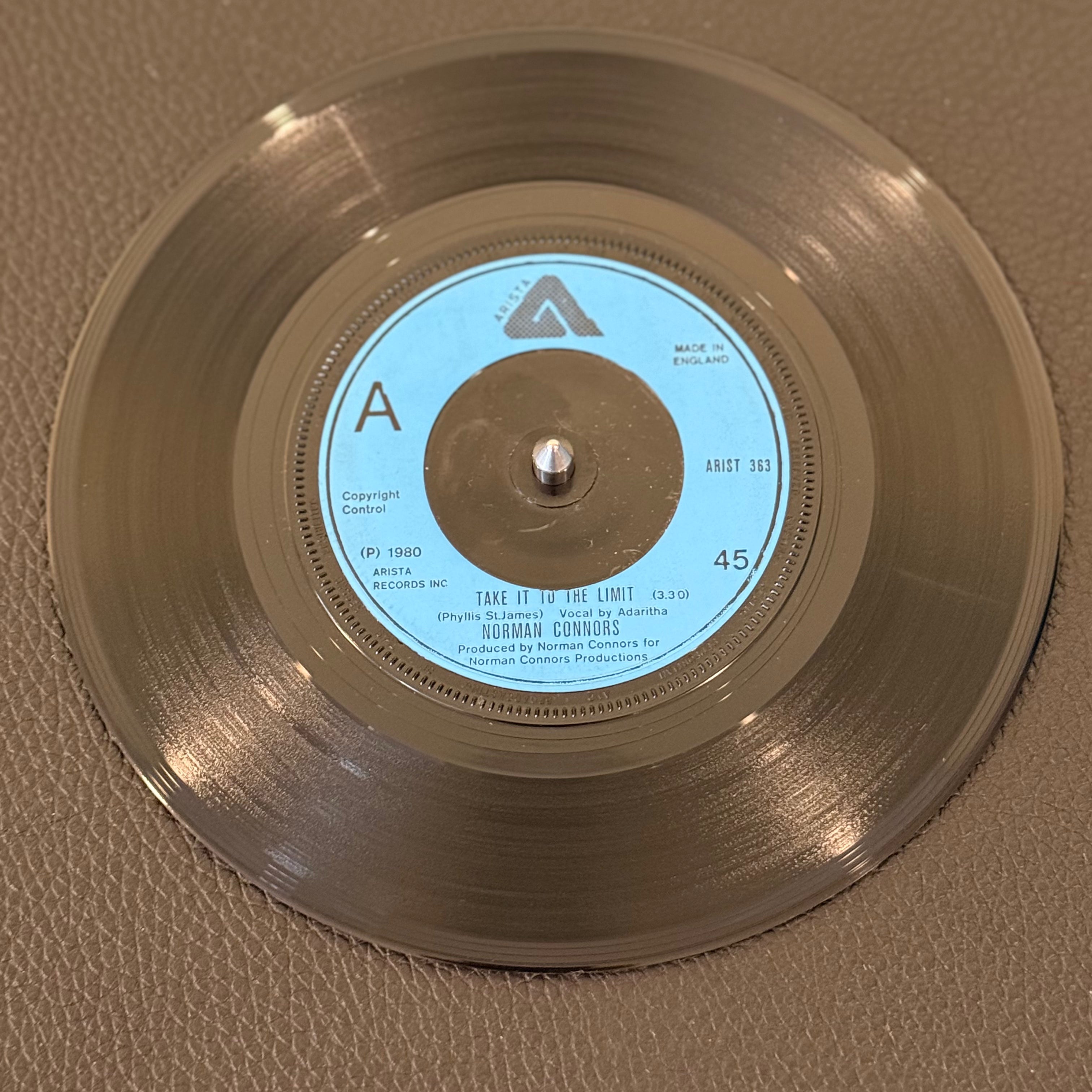7" vinyl record by Norman Connors featuring "Take It To The Limit/Black Cow", released on Arista (ARIST 363), in VG+ (Very Good Plus) condition, classic analog collectable for turntable playback. Includes Arista sleeve. UK Pressing.