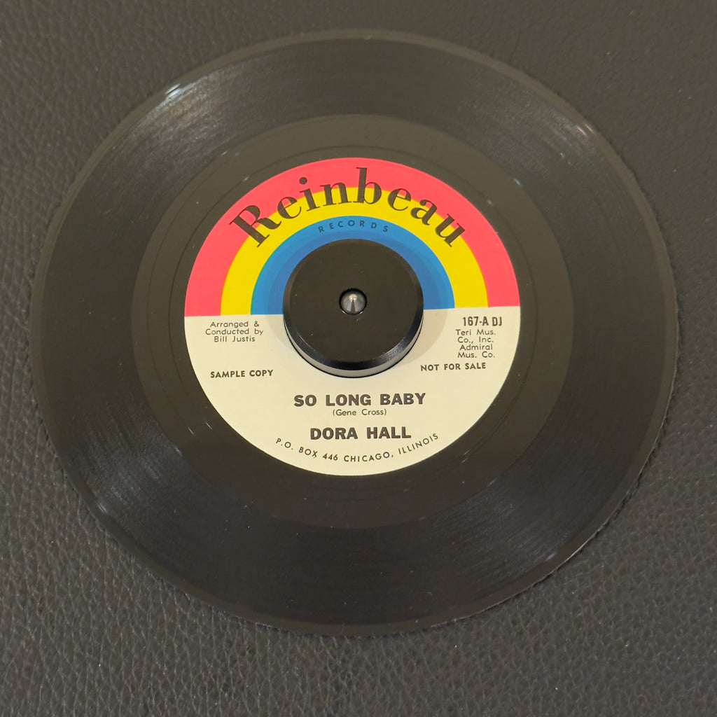 7" vinyl record by Dora Hall featuring "So Long Baby/Flowers On The Wall", released on Reinbeau Records (810P-5820 DJ), in NM (Near Mint) condition, classic analog collectable for turntable playback. Own one of the most bizarre records in music history! Hall was married to Leo Hulseman, the owner of the Solo Cup Company. Her records were included as promos in boxes of Solo Cozy Cups.
