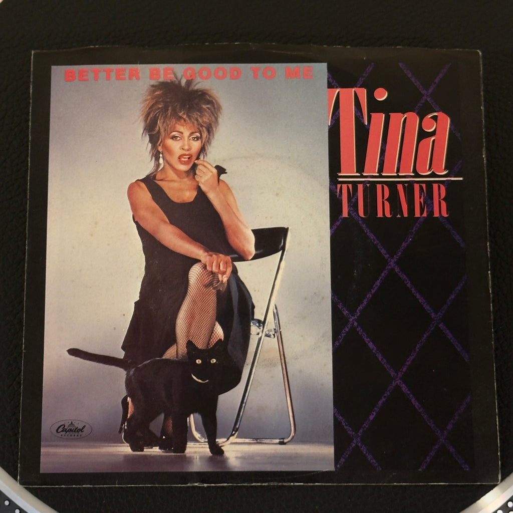 7" vinyl record by TIna Turner featuring "Better Be Good To Me/When I Was Young", released on Capitol Records (B-5387), in NM (Near Mint) condition, classic analog collectable for turntable playback. Flawless piece of 1980s music royalty featuring the legendary Queen of Rock 'n' Roll.  Pic sleeve included.