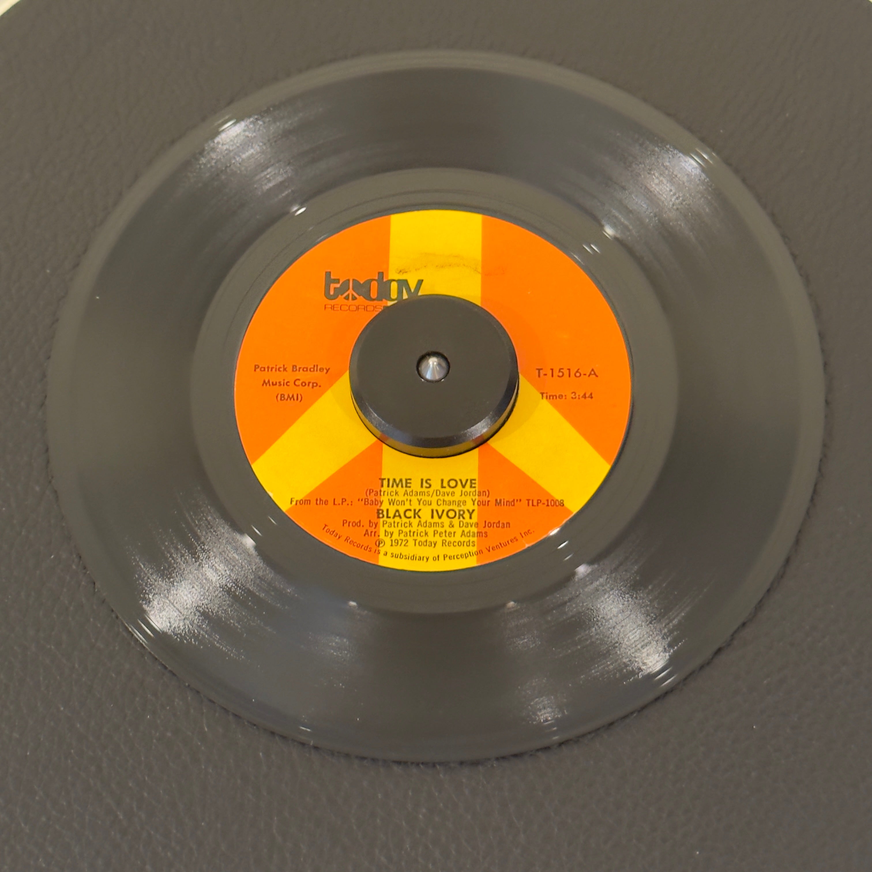 7" vinyl record by Black Ivory featuring "Time Is Love/Got To Be There", released on Today Records (T-1516), in NM (Near Mint) condition, classic analog collectable for turntable playback. Produced by the brilliant Patrick Adams, this original US pressing is a masterclass in vocal harmony.