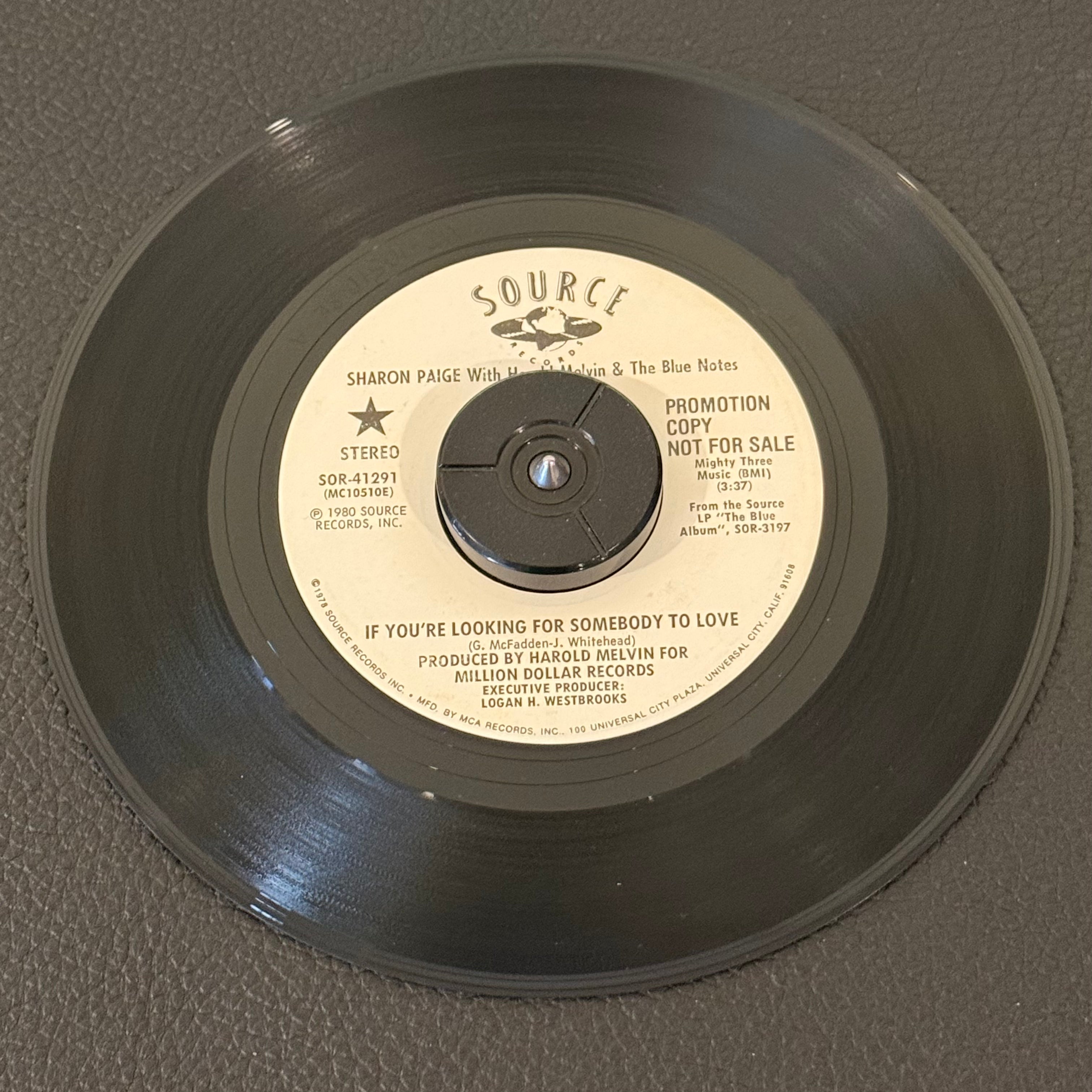 7" vinyl record by Sharon Paige featuring "If You're Looking For Somebody To Love", released on Source (SOR-41291), in VG+ (Very Good Plus) condition, classic analog collectable for turntable playback. Promo Copy.