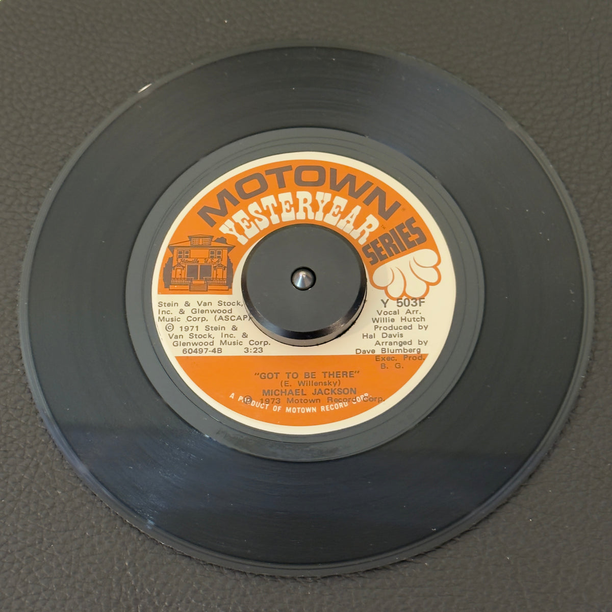 7" vinyl record by Michael Jackson featuring "Got To Be There/Rockin' Robin", released on Motown (Y 503F), in VG+ (Very Good Plus) condition, classic analog collectable for turntable playback. Reissue originally pressed as part of the legendary Motown Yesteryear Series starting in 1973 this vinyl brings together Michael Jackson’s first two massive solo career achievements.