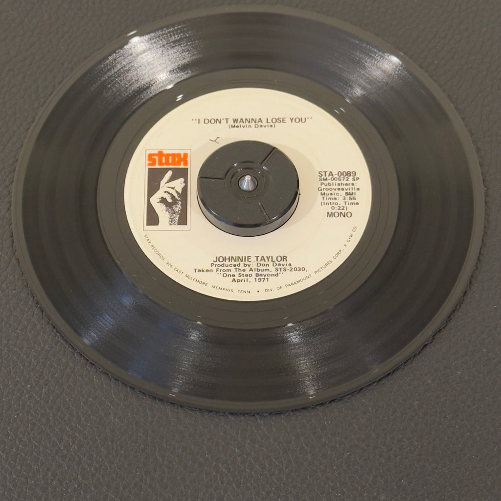 7" vinyl record by Johnnie Taylor featuring "I Don't Wanna Lose You/I Don't Wanna Lose You", released on Stax (STA-0089), in VG+ (Very Good Plus) condition, classic analog collectable for turntable playback. Includes Stax sleeve. Promo Copy.