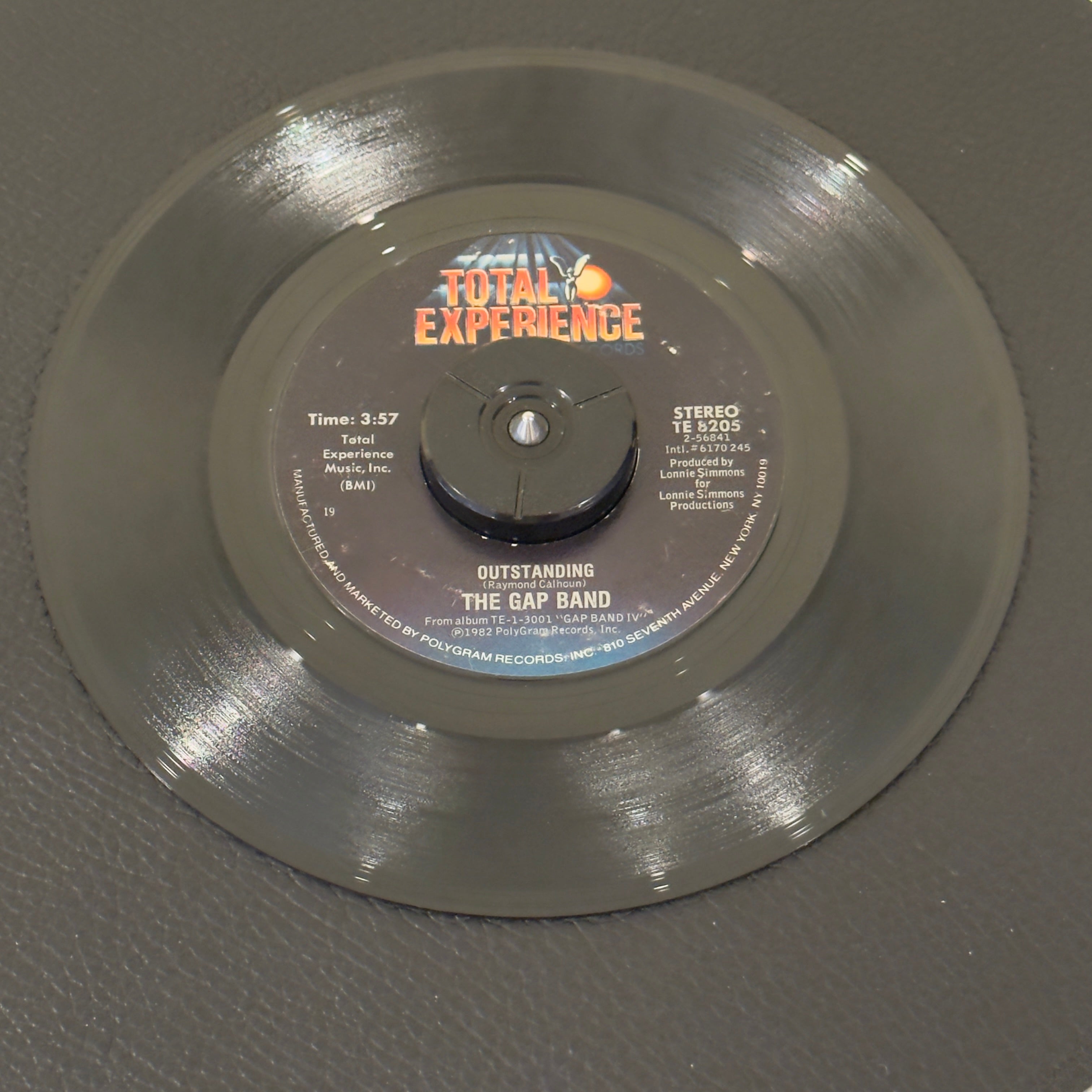 7" vinyl record by Gap Band, The featuring "Outstanding/The Boys Are Back In Town", released on Total Experience Records (TE 8205), in VG (Very Good) condition, classic analog collectable for turntable playback. Bestway Products Pressing (19)