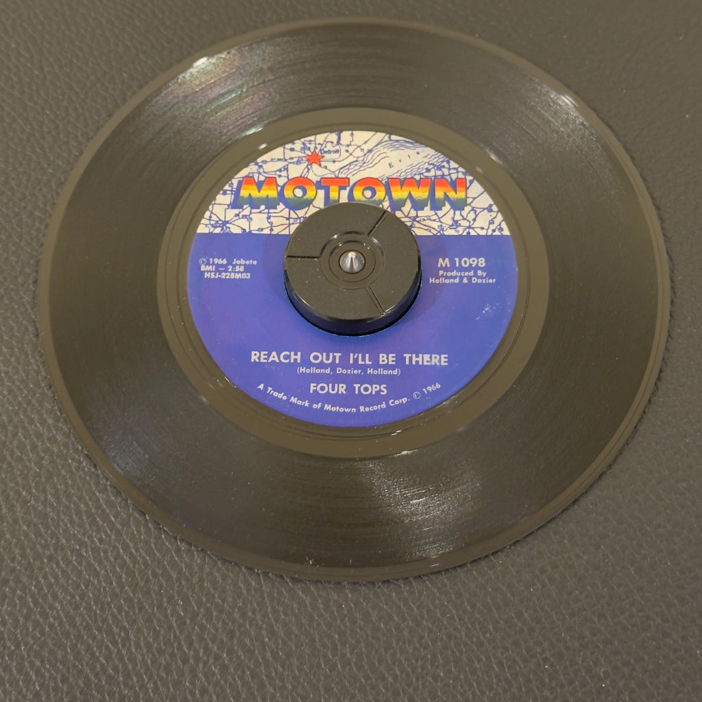 7" vinyl record by Four Tops featuring "Reach Out I'll Be There/Until You Love Someone", released on Motown (M 1098), in VG (Very Good) condition, classic analog collectable for turntable playback. Nashville Matrix Pressing. Includes Motown sleeve - Pic sleeve not included.