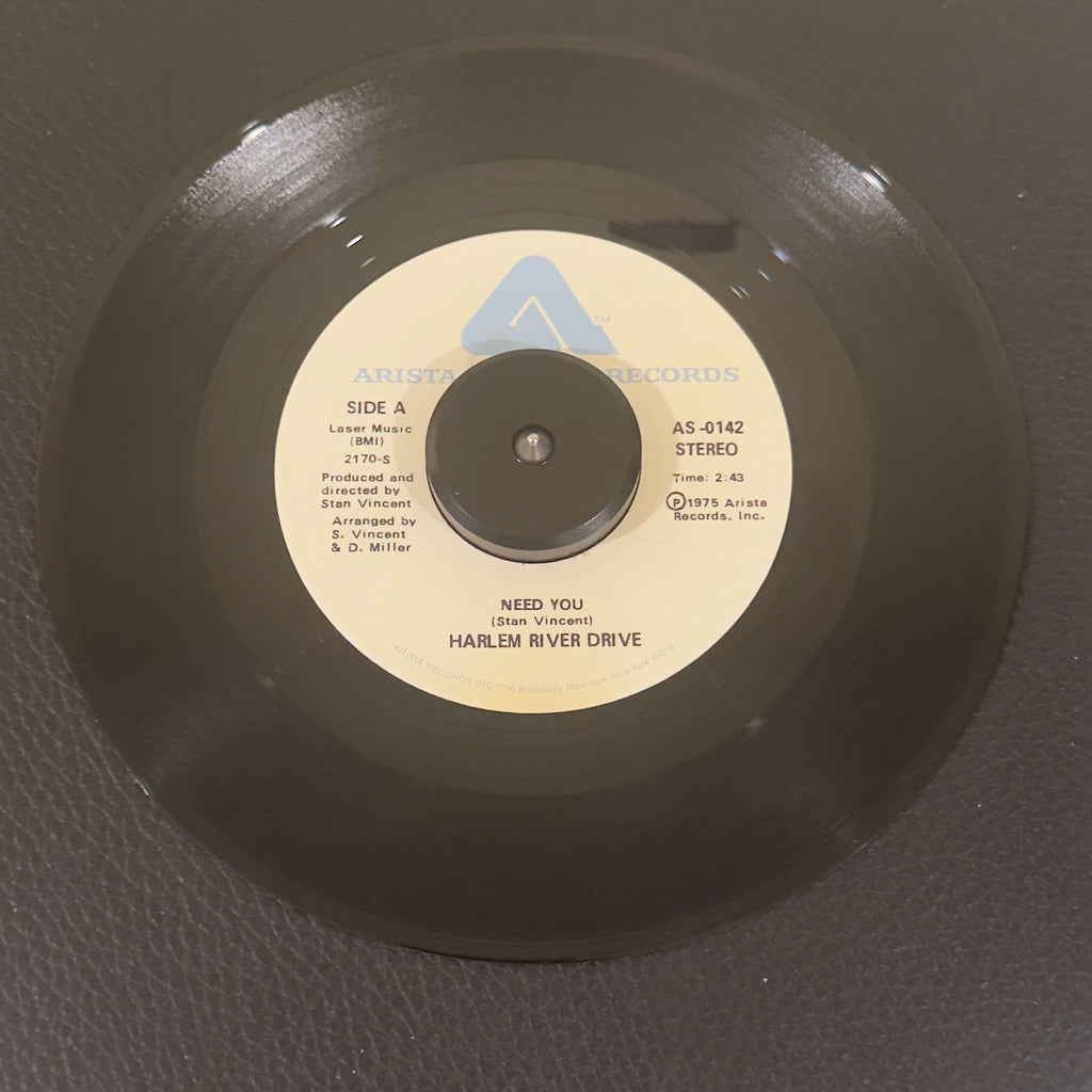 7" vinyl record by Harlem River Drive featuring "Need You/Overtime", released on Arista (AS-0142), in NM (Near Mint) condition, classic analog collectable for turntable playback. An exceptional 1975 double-sider that belongs in any serious soul collection. Includes original Arista sleeve.