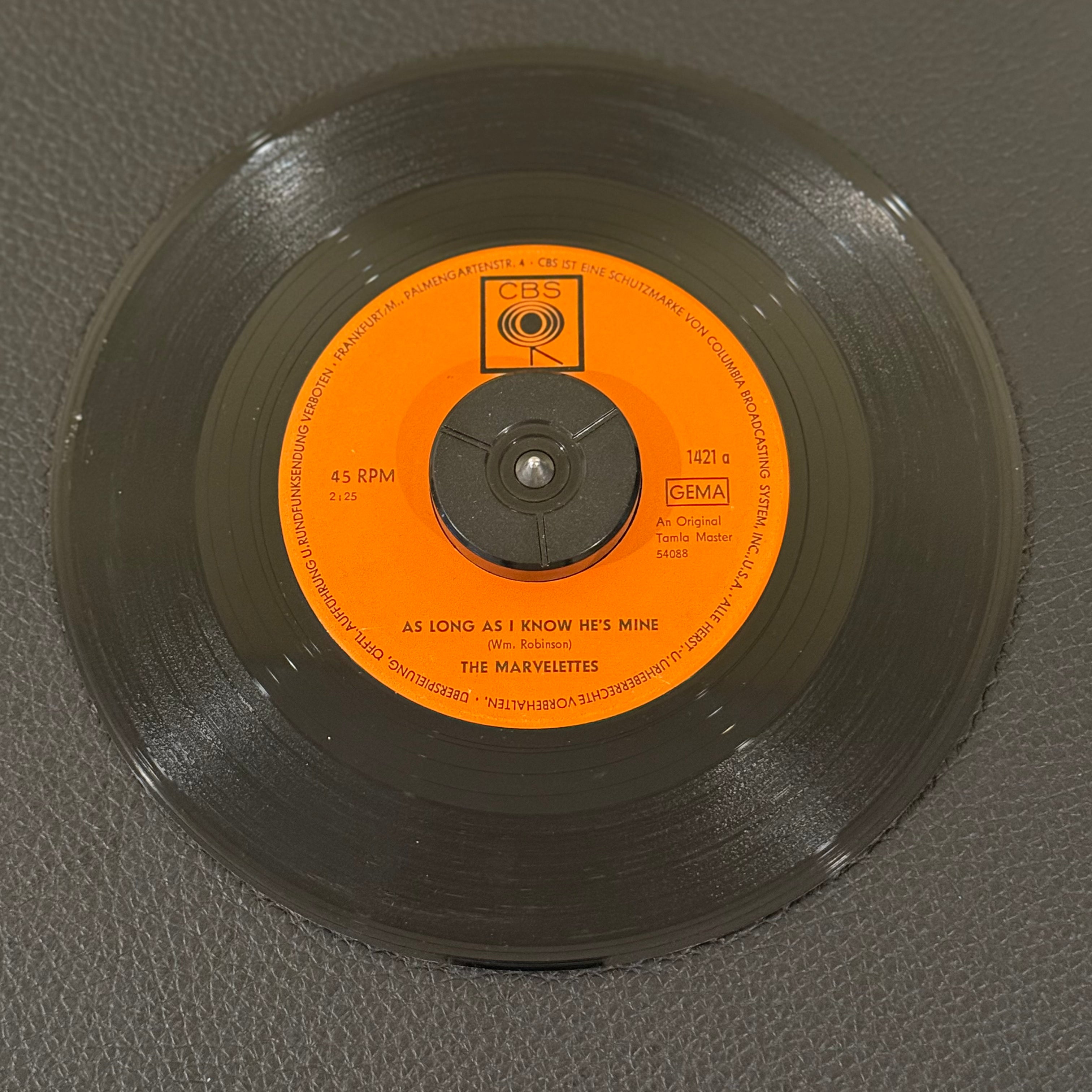 7" vinyl record by Marvelettes, The featuring "As Long As I Know He's Mine/Little Girl Blue", released on CBS (1421), in VG (Very Good) condition, classic analog collectable for turntable playback. German Pressing.