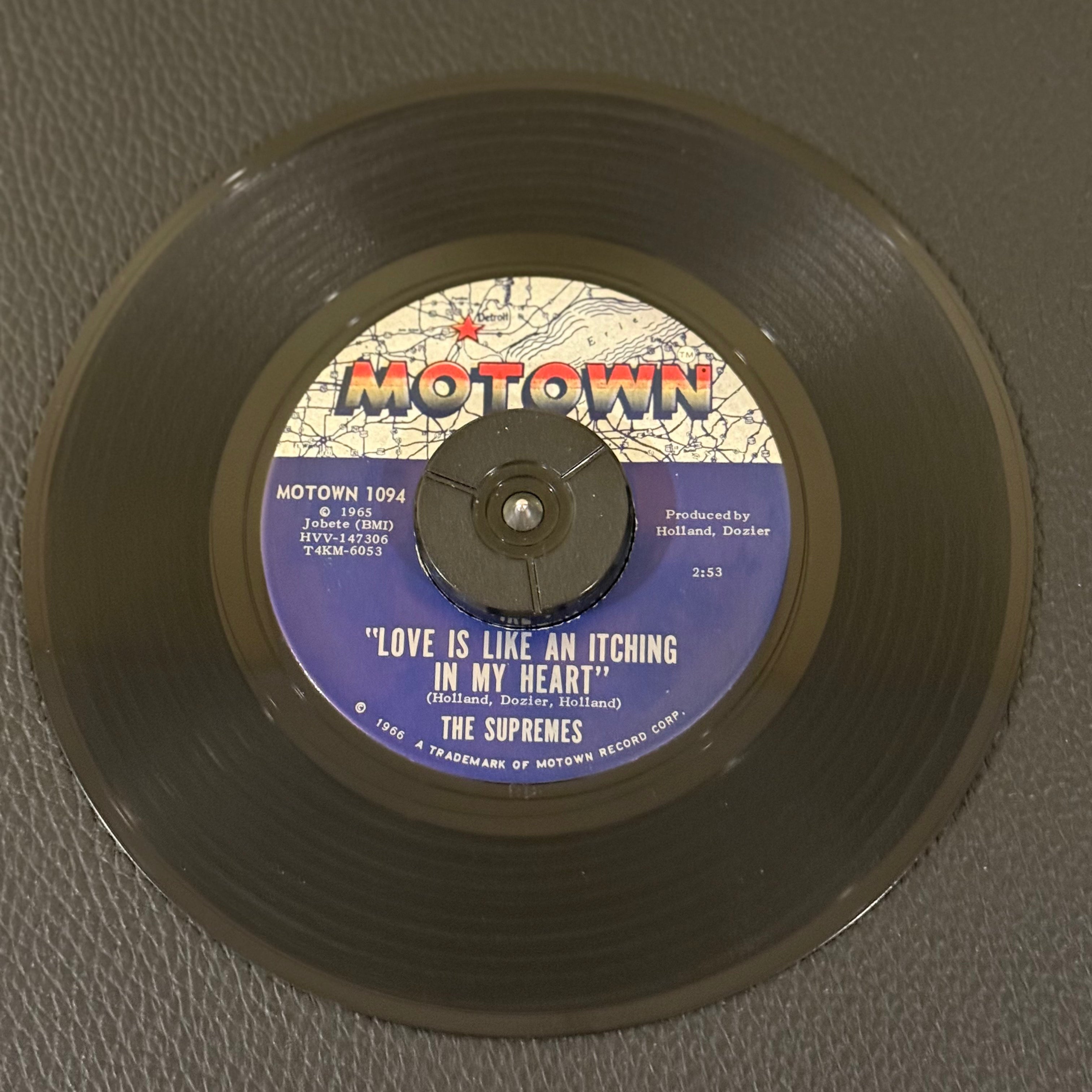 7" vinyl record by Supremes, The featuring "Love Is Like An Itching In My Heart/He's All I Got", released on Motown (MOTOWN 1094), in VG+ (Very Good Plus) condition, classic analog collectable for turntable playback. Includes Motown sleeve. Rockaway Pressing.